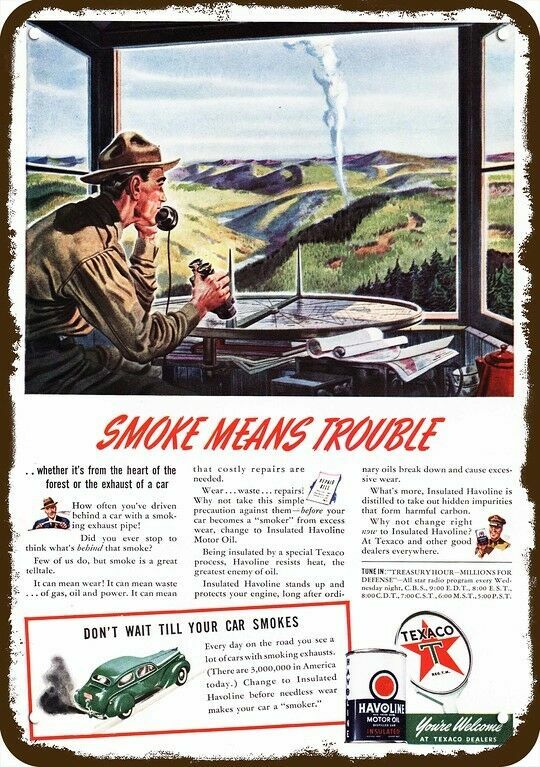 1941 FOREST RANGER Lookout Tower TEXACO Vntge-Look DECORATIVE REPLICA METAL SIGN 1941 FOREST RANGER Lookout Tower TEXACO Vntge-Look DECORATIVE REPLICA METAL SIGN