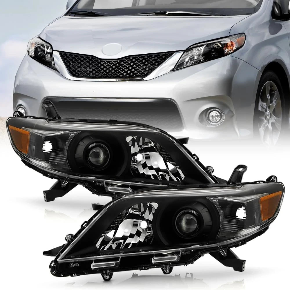 - for 2011-2020 Toyota Sienna Halogen W/O LED DRL Black Projector Headlights Hea - for 2011-2020 Toyota Sienna Halogen W/O LED DRL Black Projector Headlights Hea