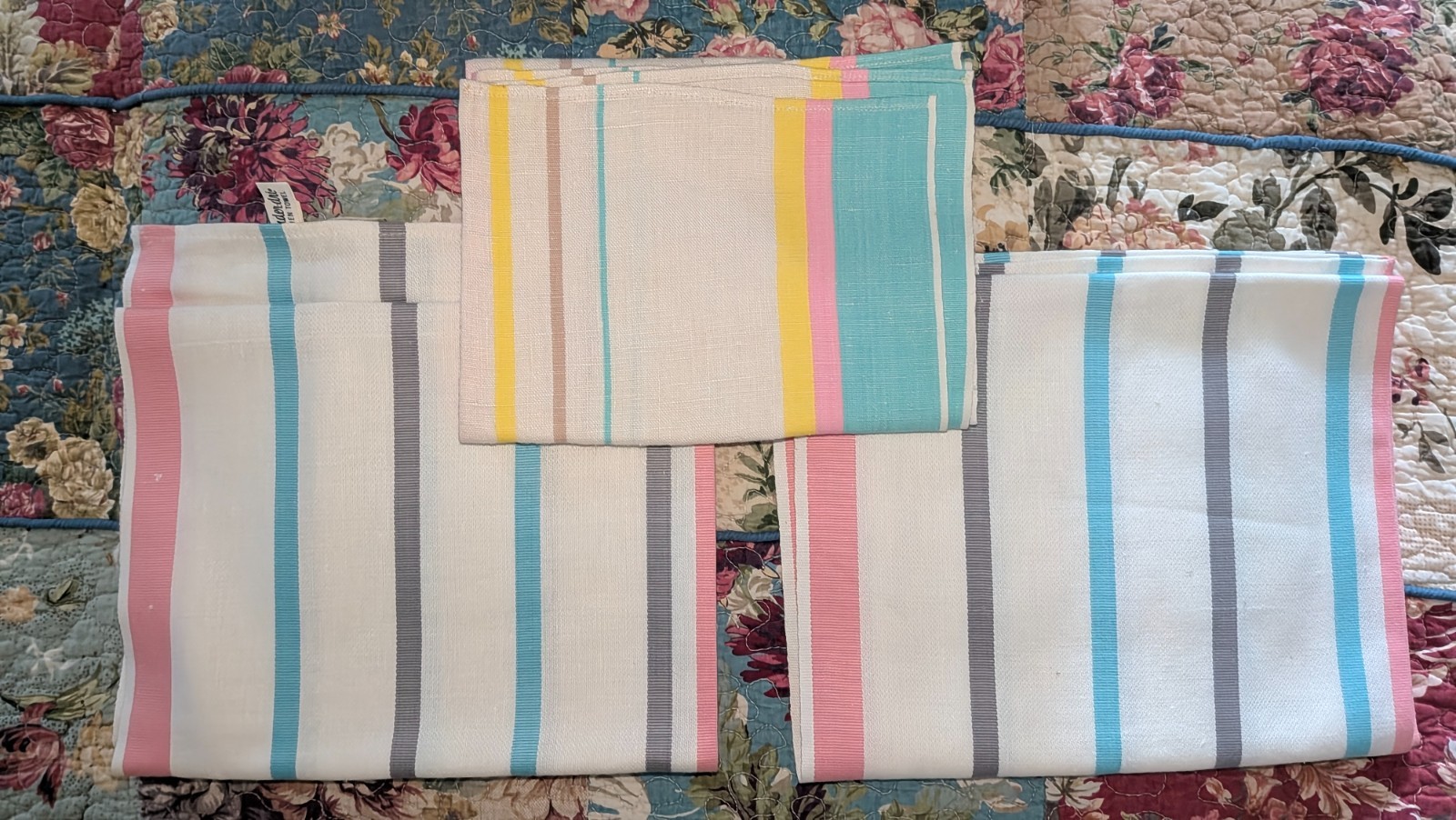 Vintage Kitchen Towels Superb Mid Century Mod Hand Towels Cottage Core 3 pcs HTF