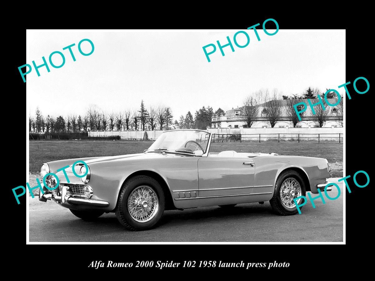 1958 Alfa Romeo 2000 Spider Launch Press Photo 2 Old Large Historic Photo
