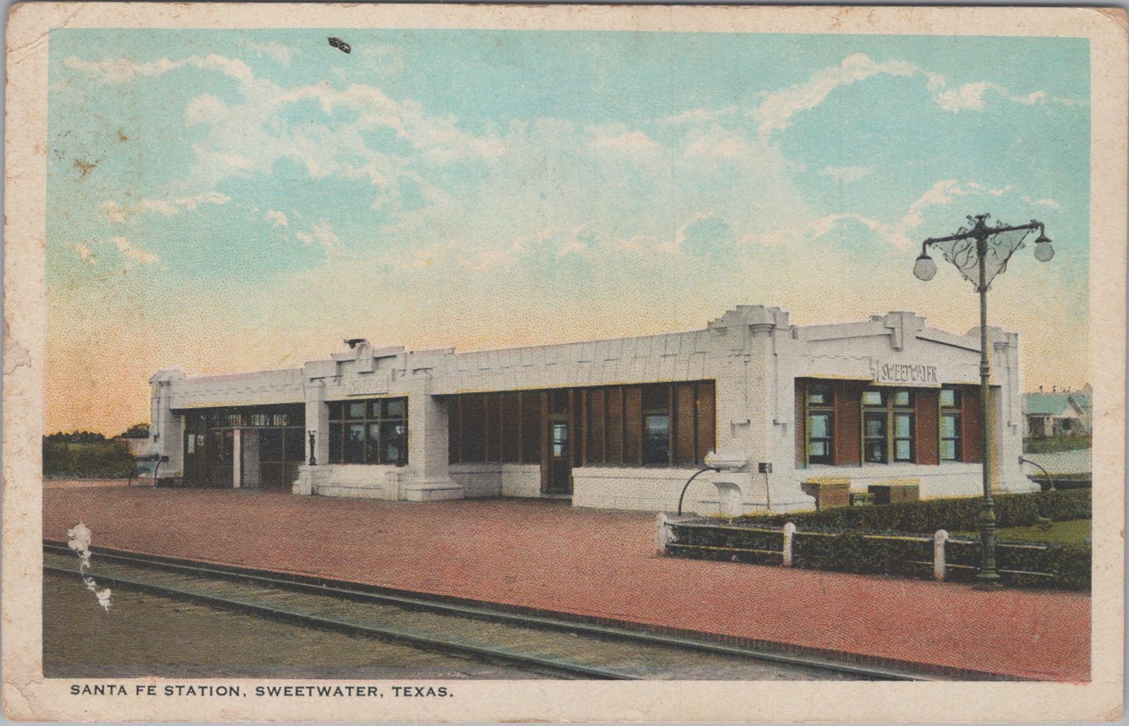 Santa Fe Railway Station Depot Sweetwater Texas TX ATSF Curt Teich 1924 Postcard