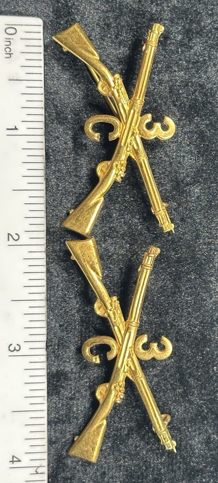 Pair 2” X 1” 3rd INFANTRY CO C DIAGONAL PIN 1898 COLLAR INSIGNIA For The Khaki