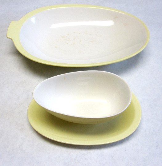 Yellow White Serving Dish And Gravy Boat Vintage P Regout Maastricht Holland 
