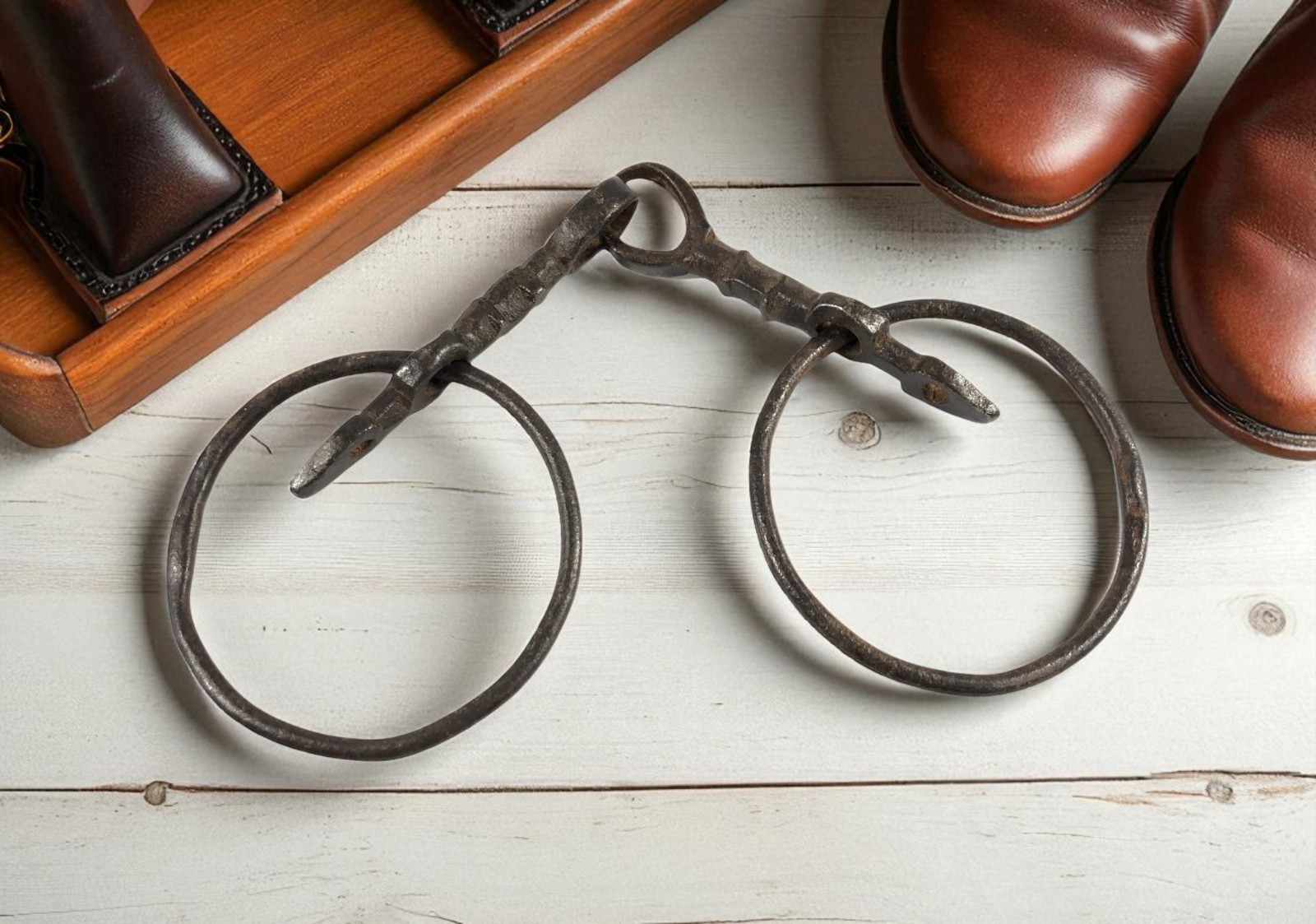 Collectible Metal Animal Ornament Unique Iron Horse Snaffle Bridle Bit G42-218