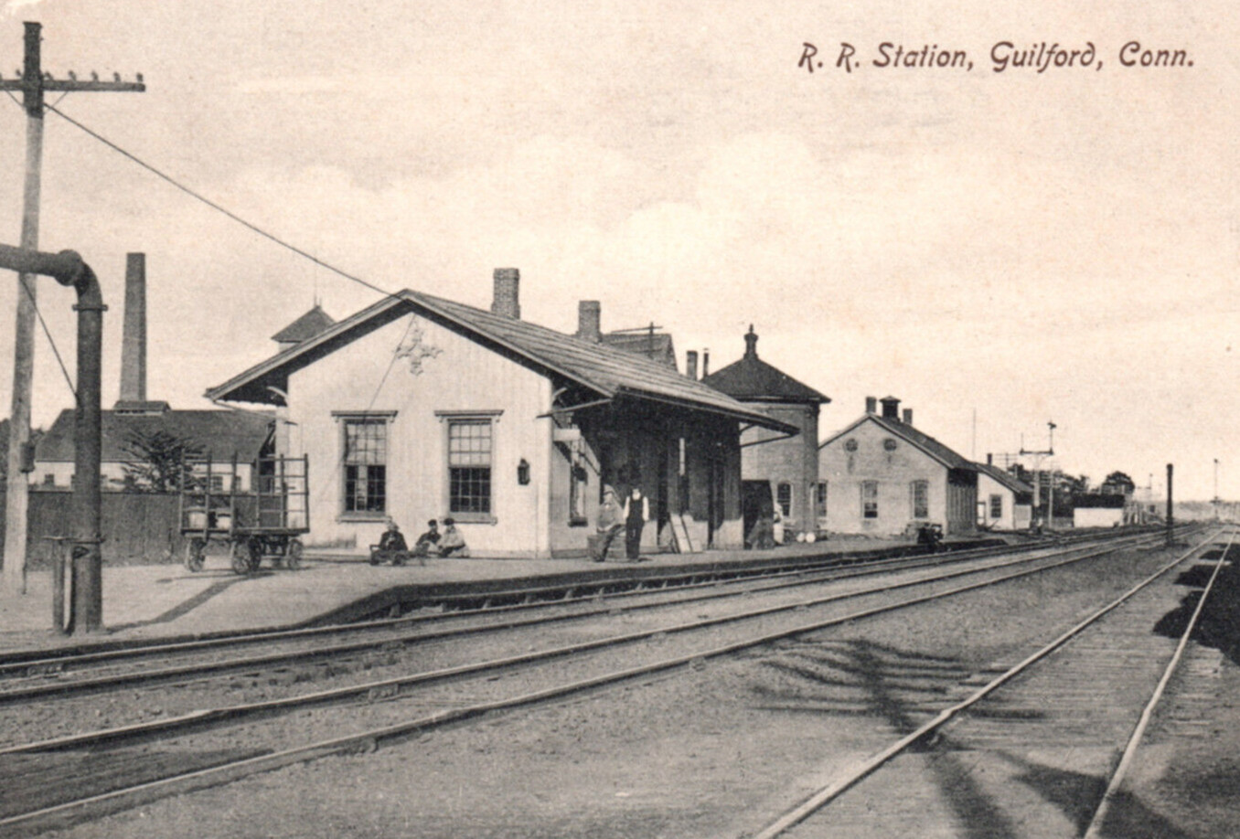 Guilford CT Connecticut Railroad Station Railway Depot Postcard