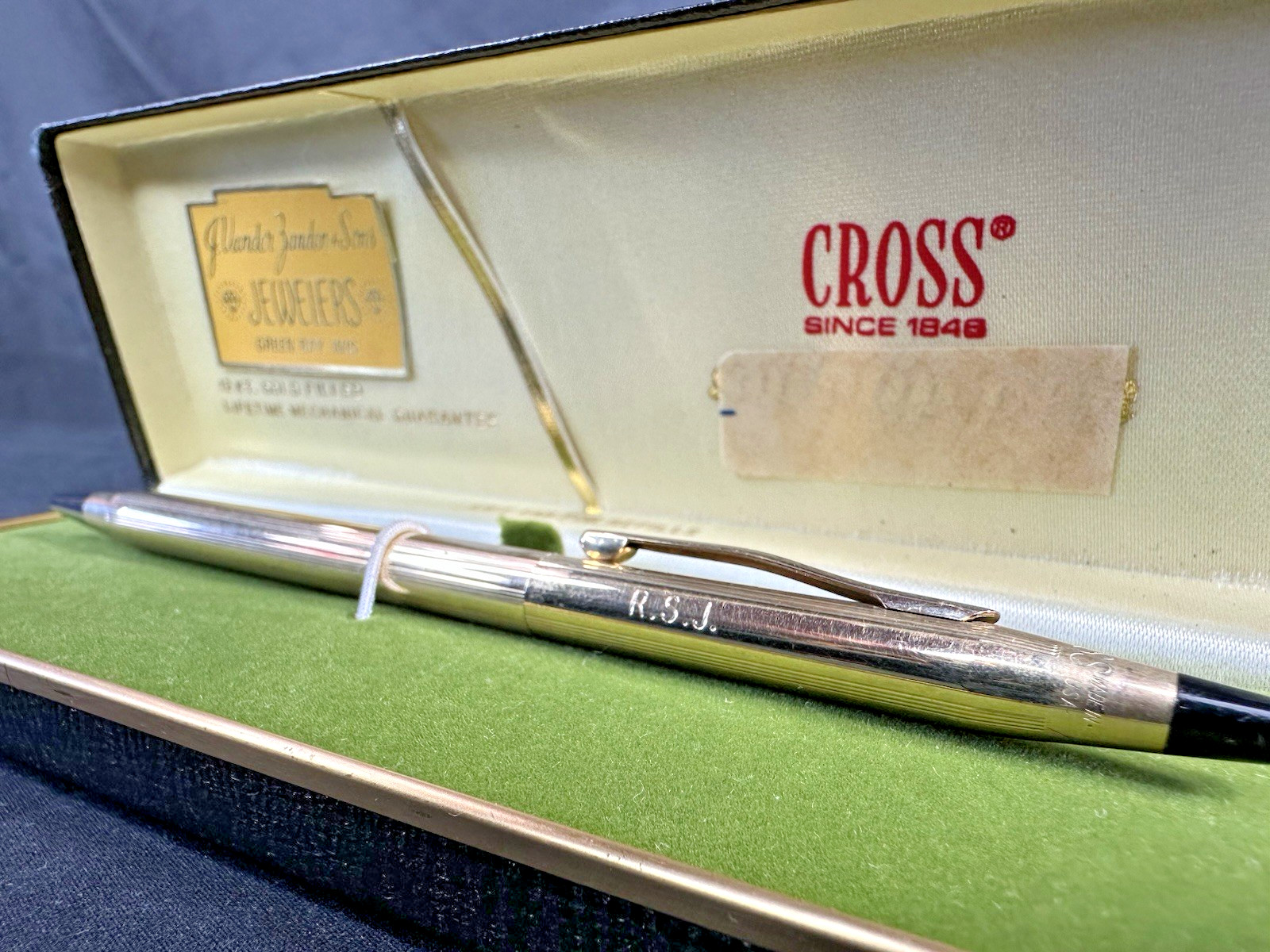 Cross Classic Soft Tip Pen 12KGF In Case All Original “RSJ” Vintage Writing Pen Cross Classic Soft Tip Pen 12KGF In Case All Original “RSJ” Vintage Writing Pen
