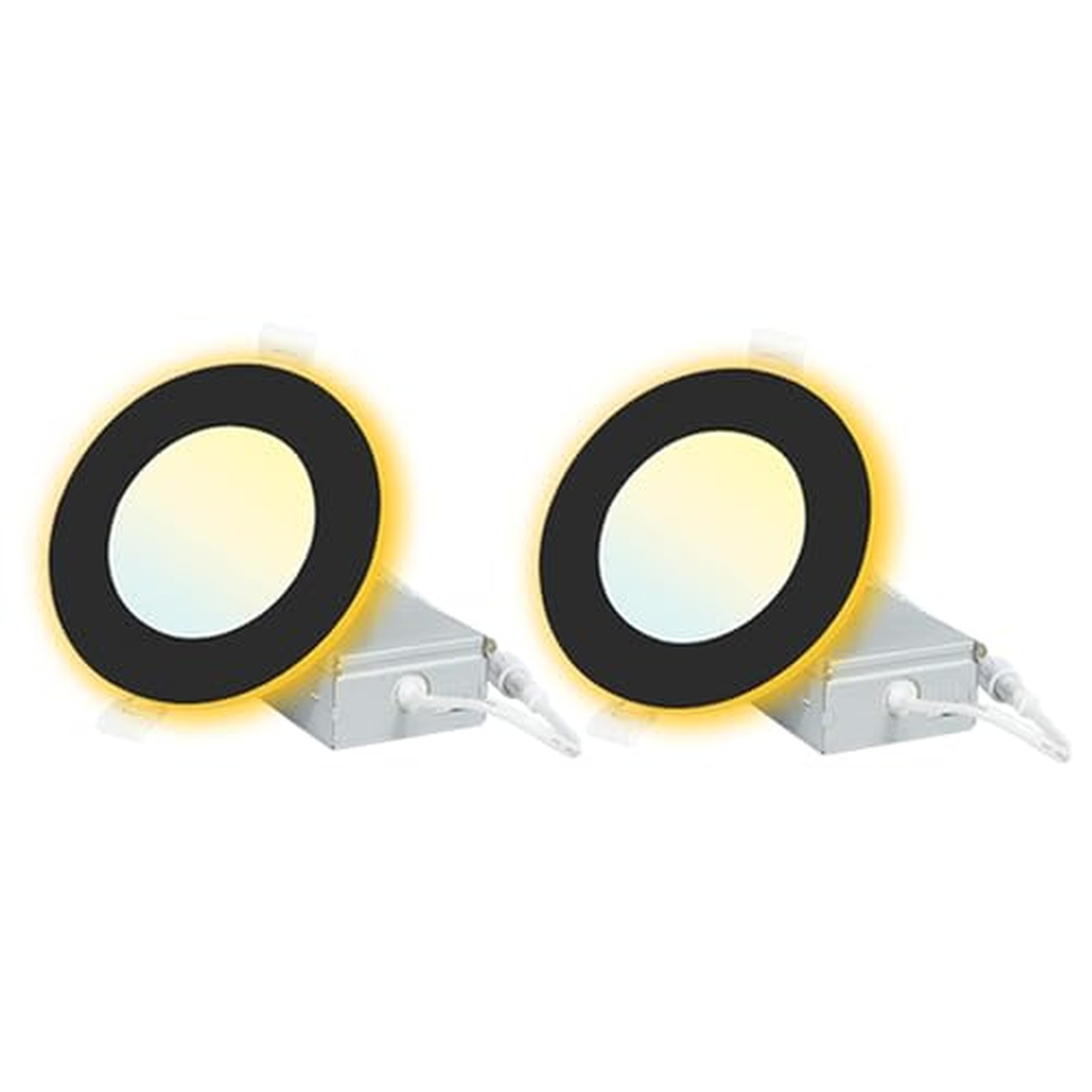 4 Inch 2 Pack Black LED Recessed Lights with Night Light 4in-2pack