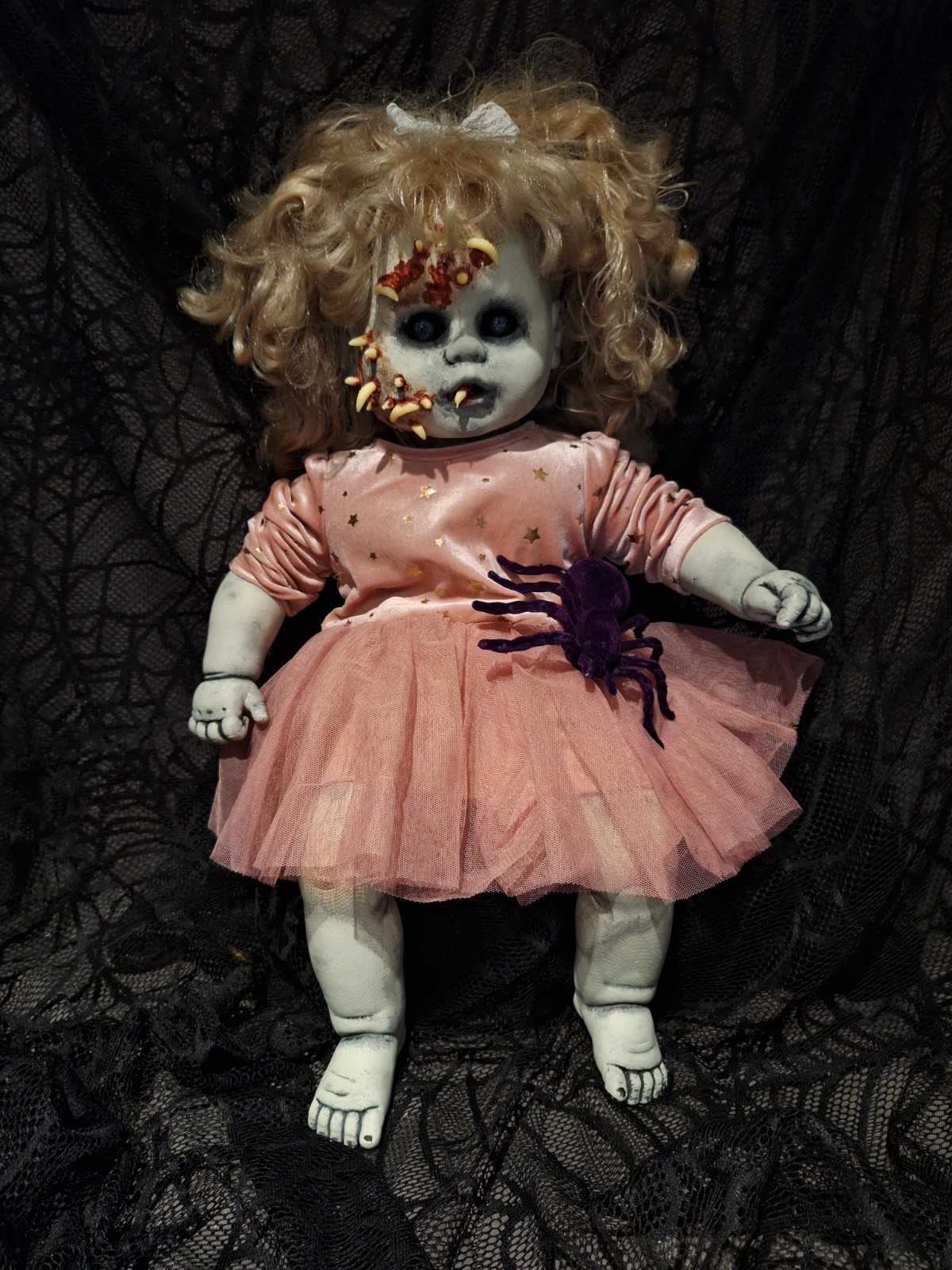 OOAK Creepy Doll 22 In Tall Halloween Prop Handmade Sits And Lays Down Large