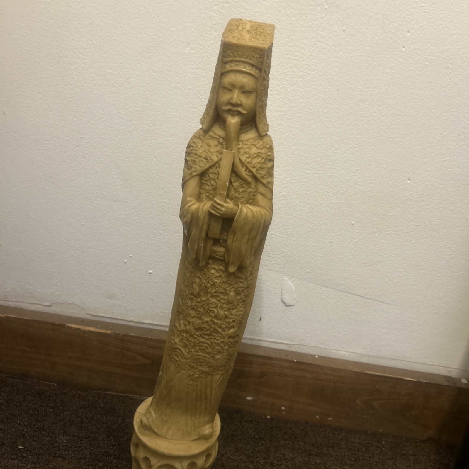 -vintage Asian Chinese Emperor Statue 16 Inches Tall Figurine