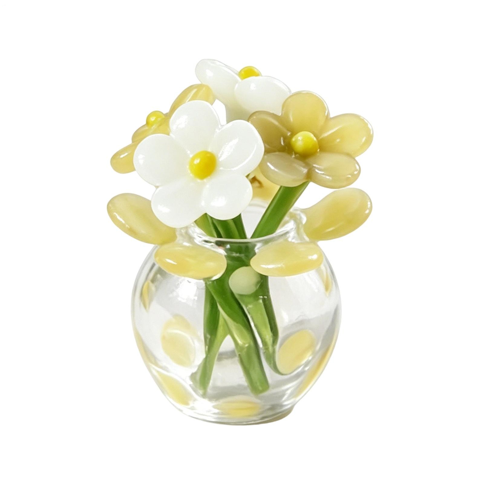 Mini Glass Flowers Artificial Bouquet with Vase Flower Bouquet Gift