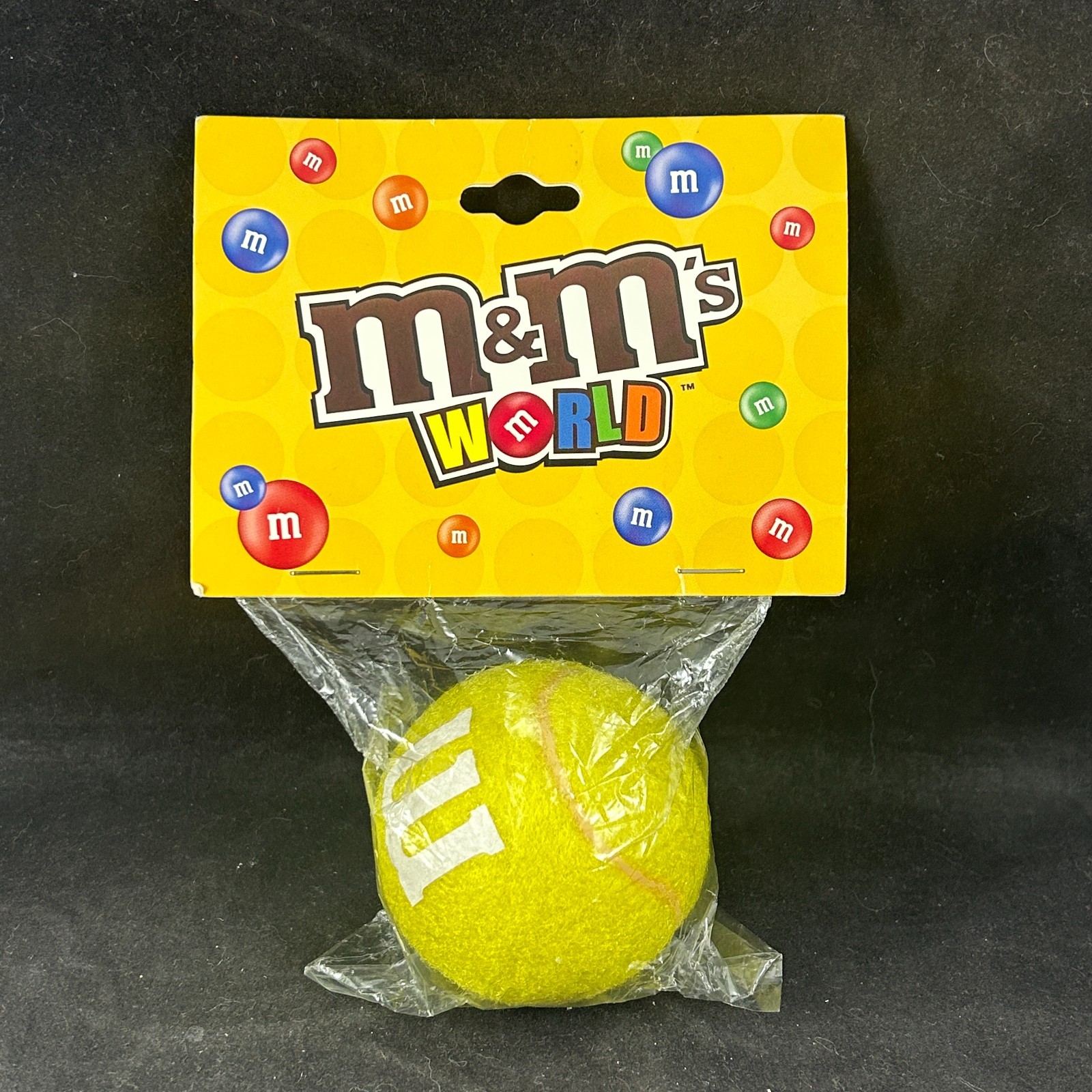 M&M\'S WORLD BRAND LOGO YELLOW TENNIS BALL NEW / SEALED IN ORIGINAL PACKAGE RARE