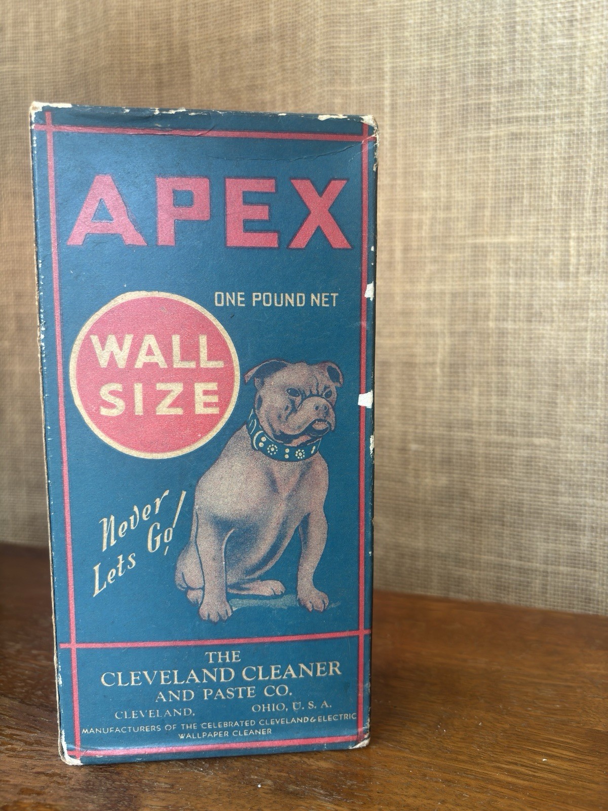 Vintage APEX Wall Size Box Cleveland Ohio Bulldog Advertising Full 1 Lb
