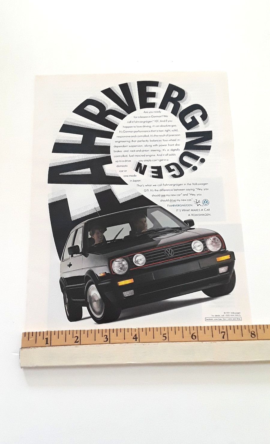 VOLKSWAGEN GTi ORIGINAL 1991 AD VOLKSWAGEN GTi ORIGINAL 1991 AD