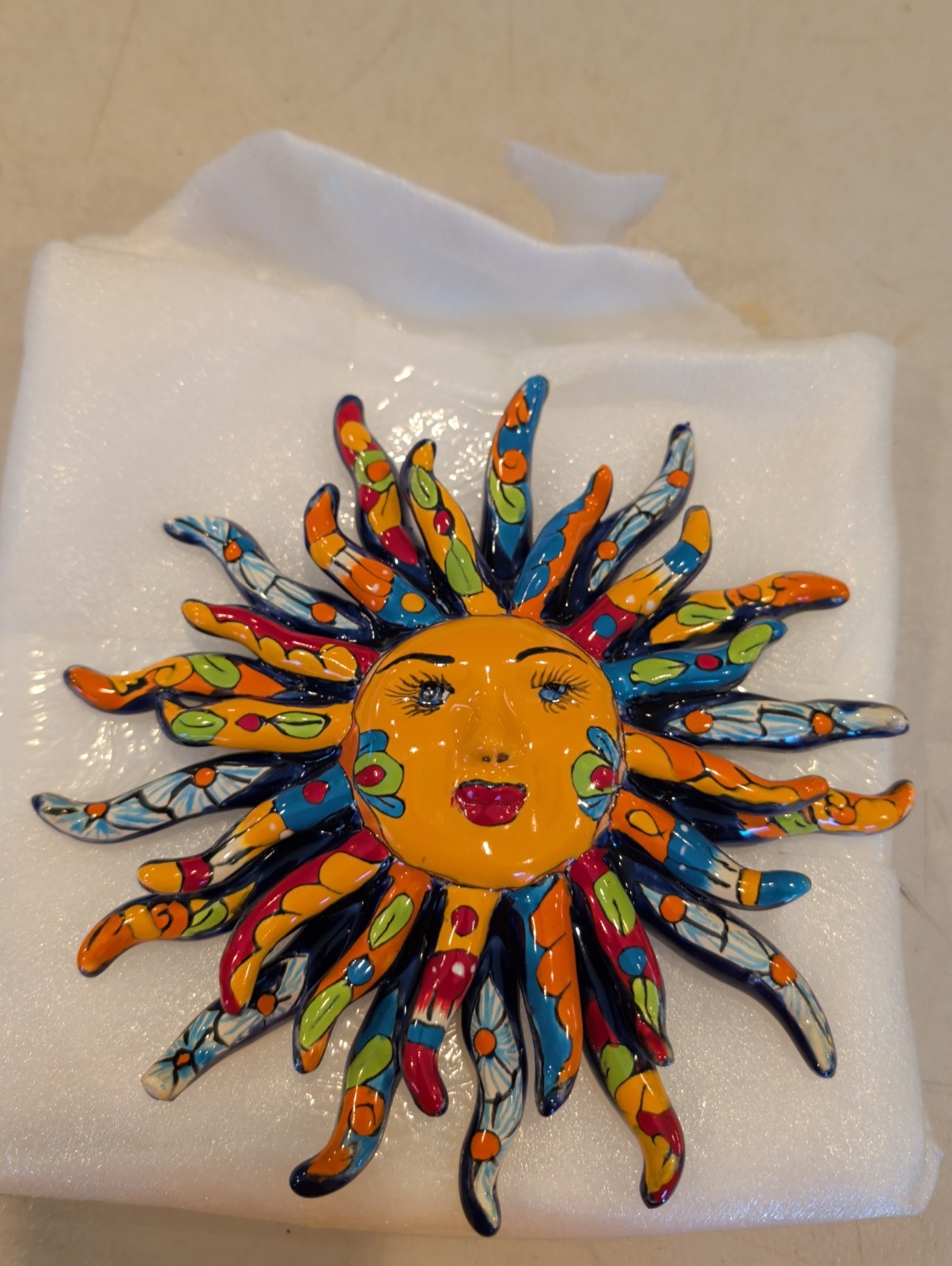 Talavera sun face, resplendor Mexican artist Gerardo Garcia 