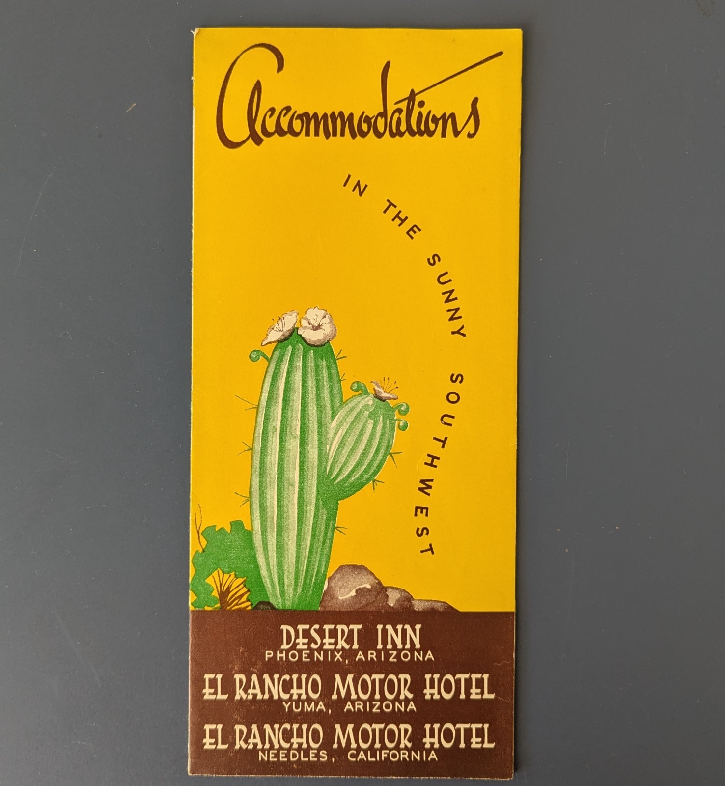 1950s El Rancho Motor Hotel Desert Inn Travel Brochure Arizona California