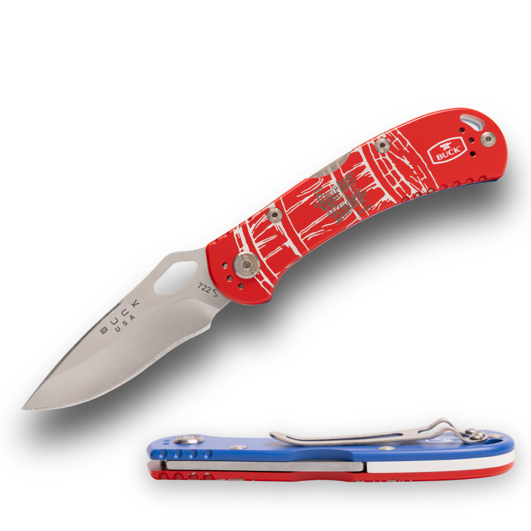 BUCK KNIVES USA BOURBON & BLADES 2026 RED ALUMINUM SPITFIRE EVENT KNIFE 1of100