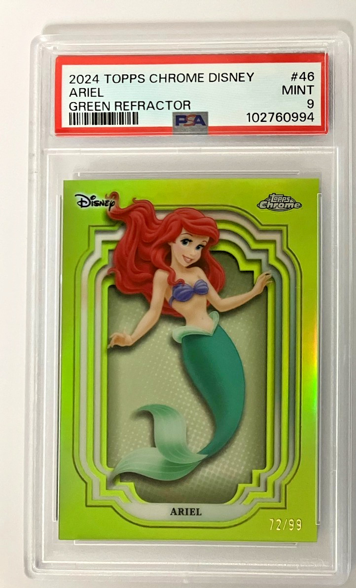 2024 DISNEY TOPPS CHROME ARIEL LITTLE MERMAID GREEN REFRACTOR CARD /99 PSA 9 2024 DISNEY TOPPS CHROME ARIEL LITTLE MERMAID GREEN REFRACTOR CARD /99 PSA 9