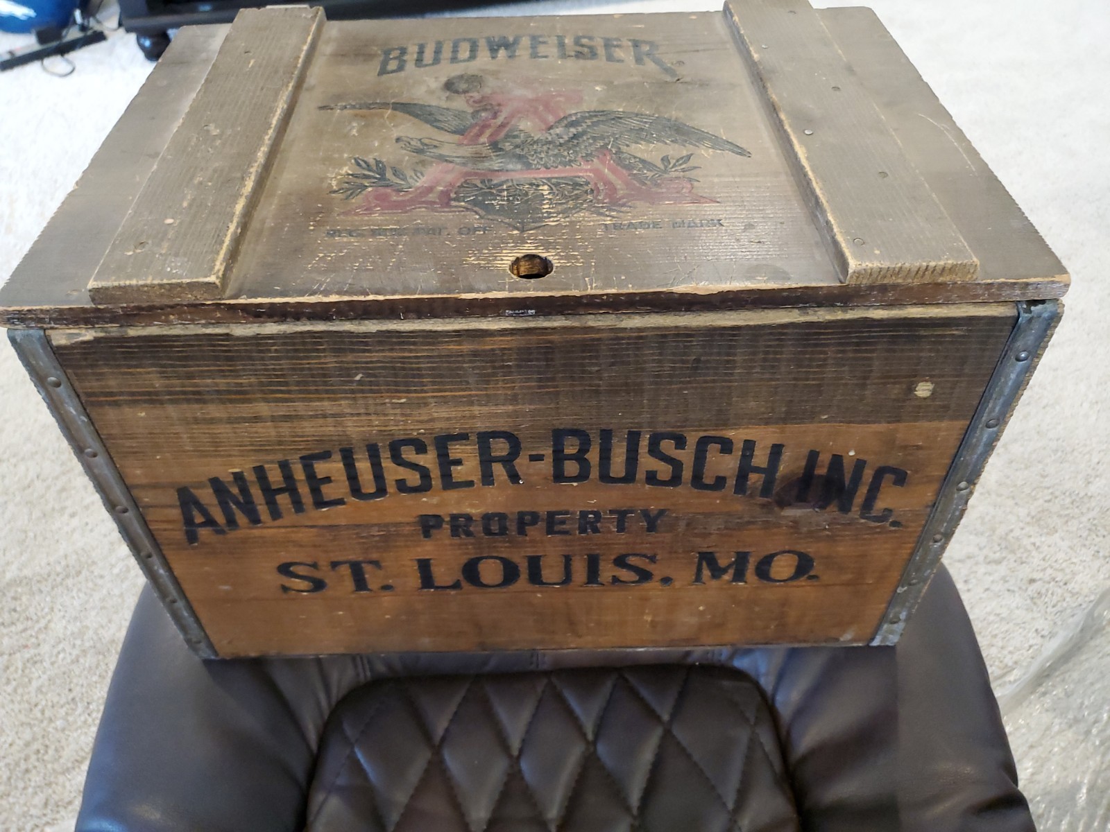 Vintage 1876-1976 Budweiser Anheuser-Busch Wooden Box St. Louis Beer Crate Eagle