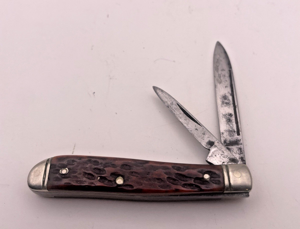 Vintage Boker USA Brown Jigged Bone Peanut Pocketknife 9903