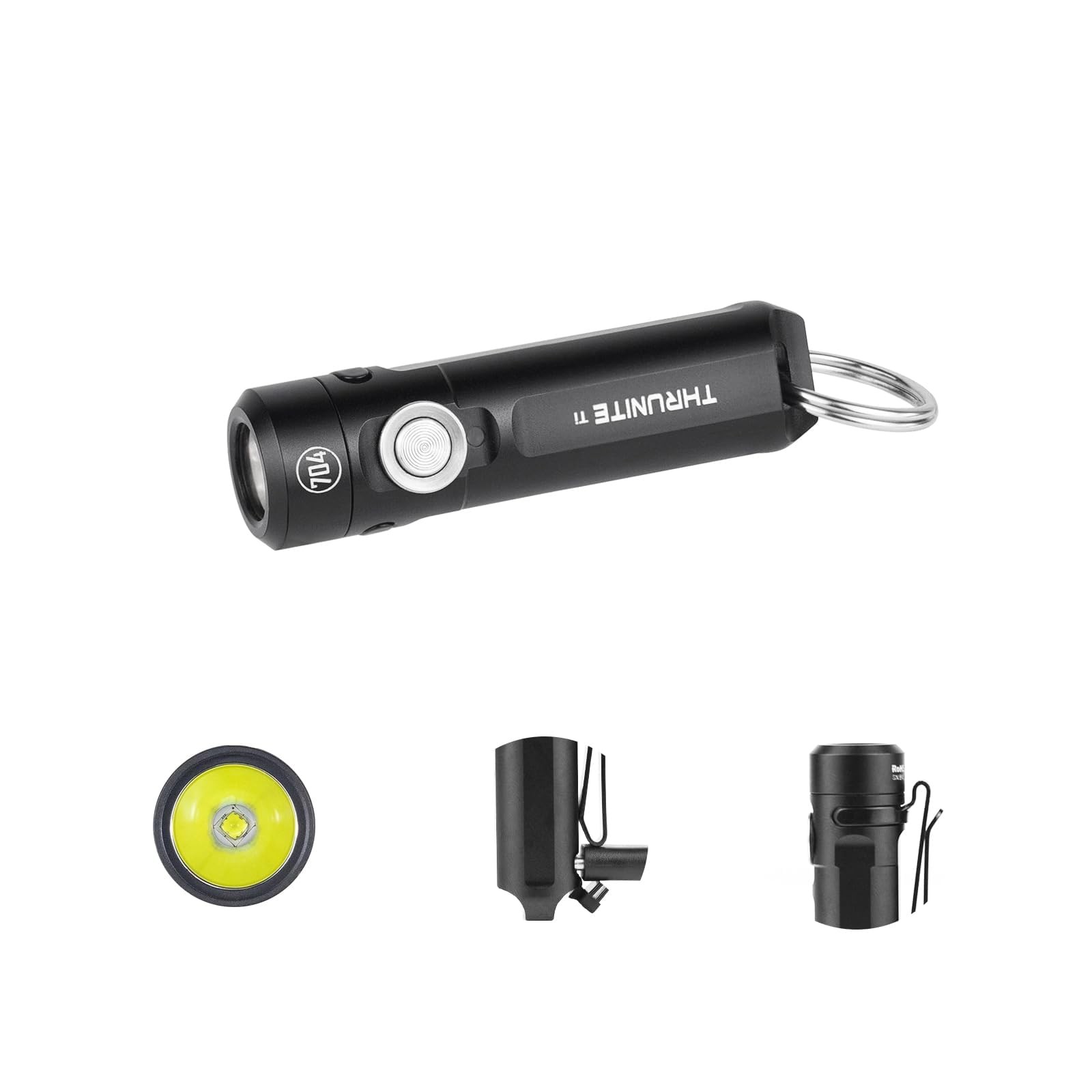 ThruNite Ti Mini Keychain Flashlight USB-C Mini, Black Cool White