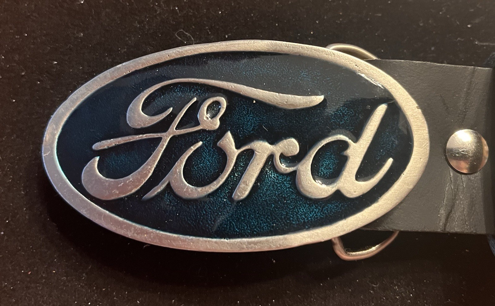 Vintage Ford Cobalt Blue Buckle with Custom Genuine Leather Belt