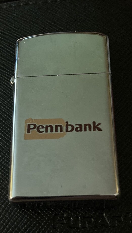 Zippo 1976 Penn Bank slim lighter, Not Used.  No Box