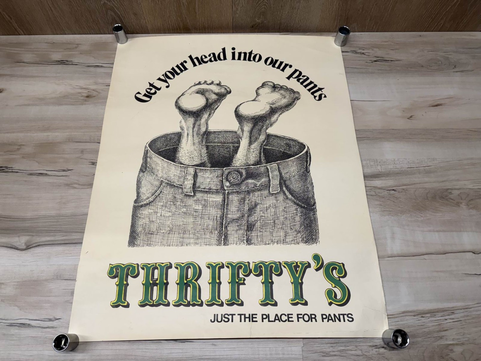 Very Rare Levi's Jeans 1970's THRIFTY'S Canada Clothing Store Advertising Poster