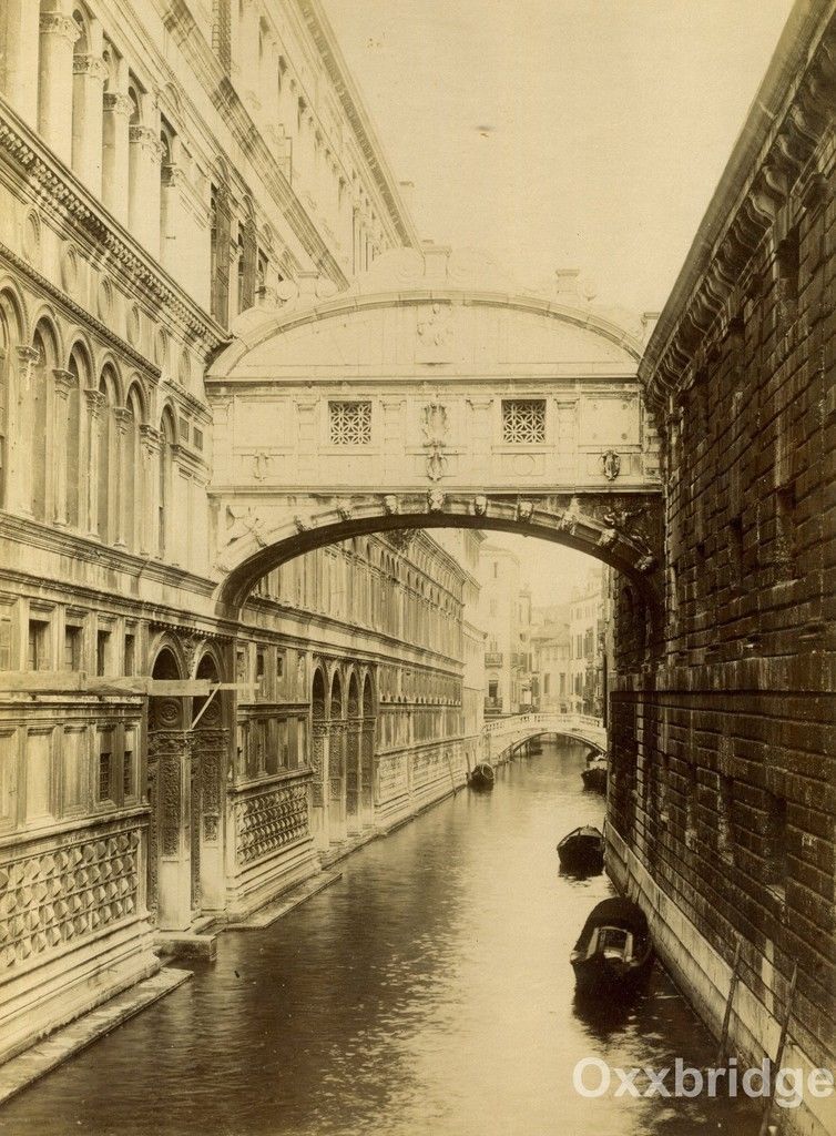 Venice Italy 1880 Photo Canal Bridge Of Sighs Gondola Vintage 