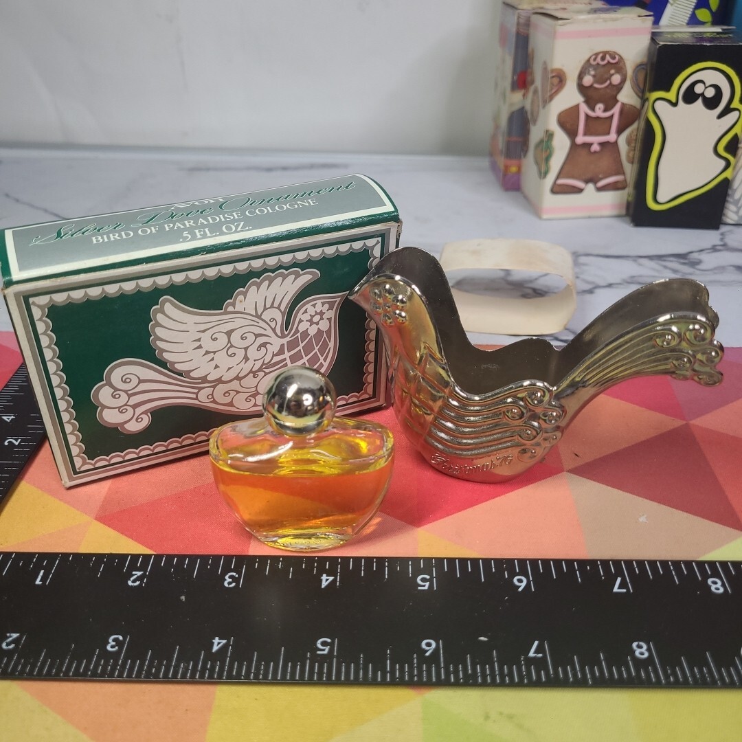 Avon Silver Dove Ornament Vintage 1976 With Box,  Bird of Paradise Cologne NOS