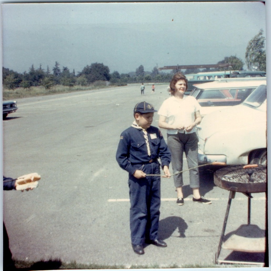c1960s Cub Scout BBQ Snapshot Photo Hot Dog Grill Station Wagon Car Mother Vtg c1960s Cub Scout BBQ Snapshot Photo Hot Dog Grill Station Wagon Car Mother Vtg