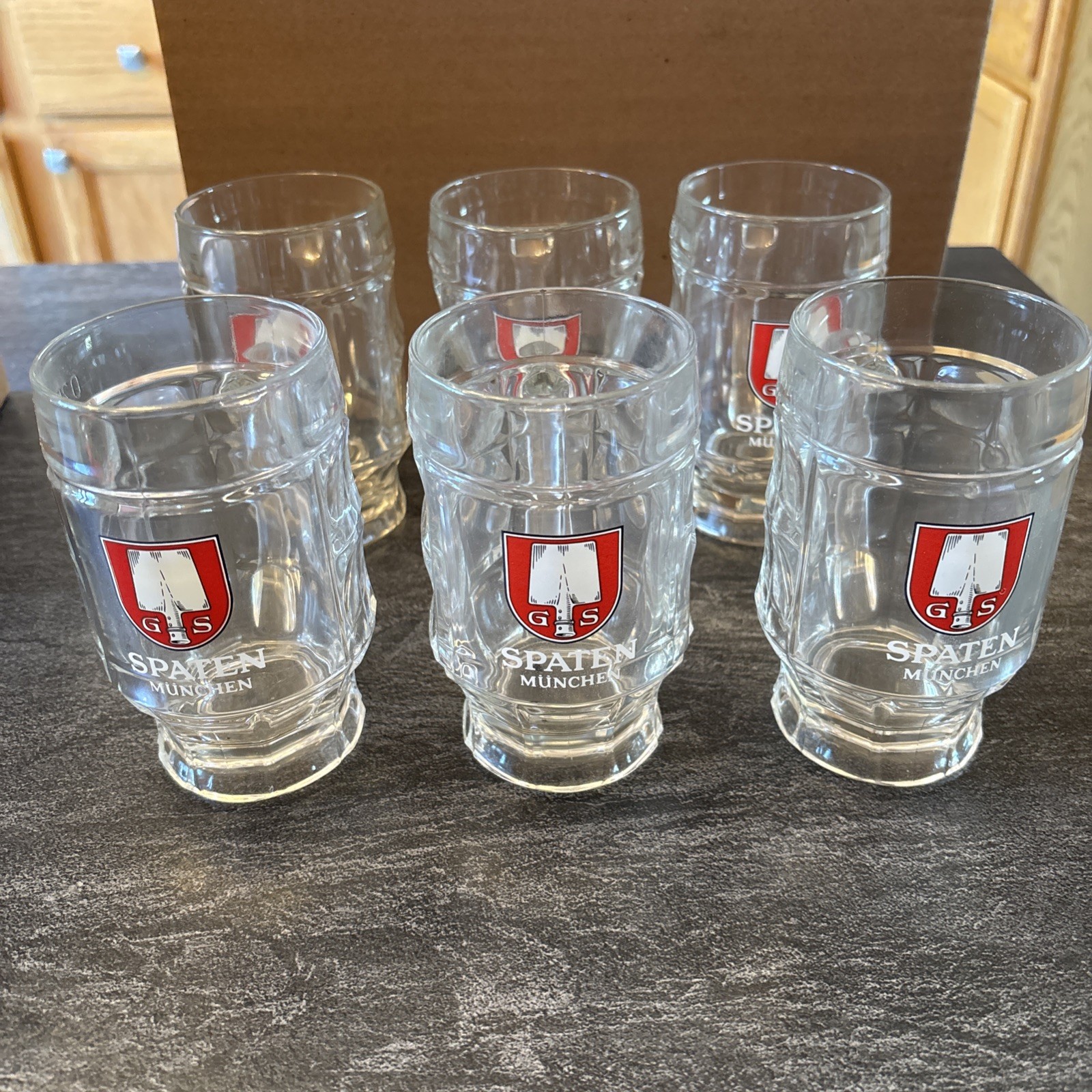 Set Of 6 Vintage Spaten Mug Beer Glasses .25L  5