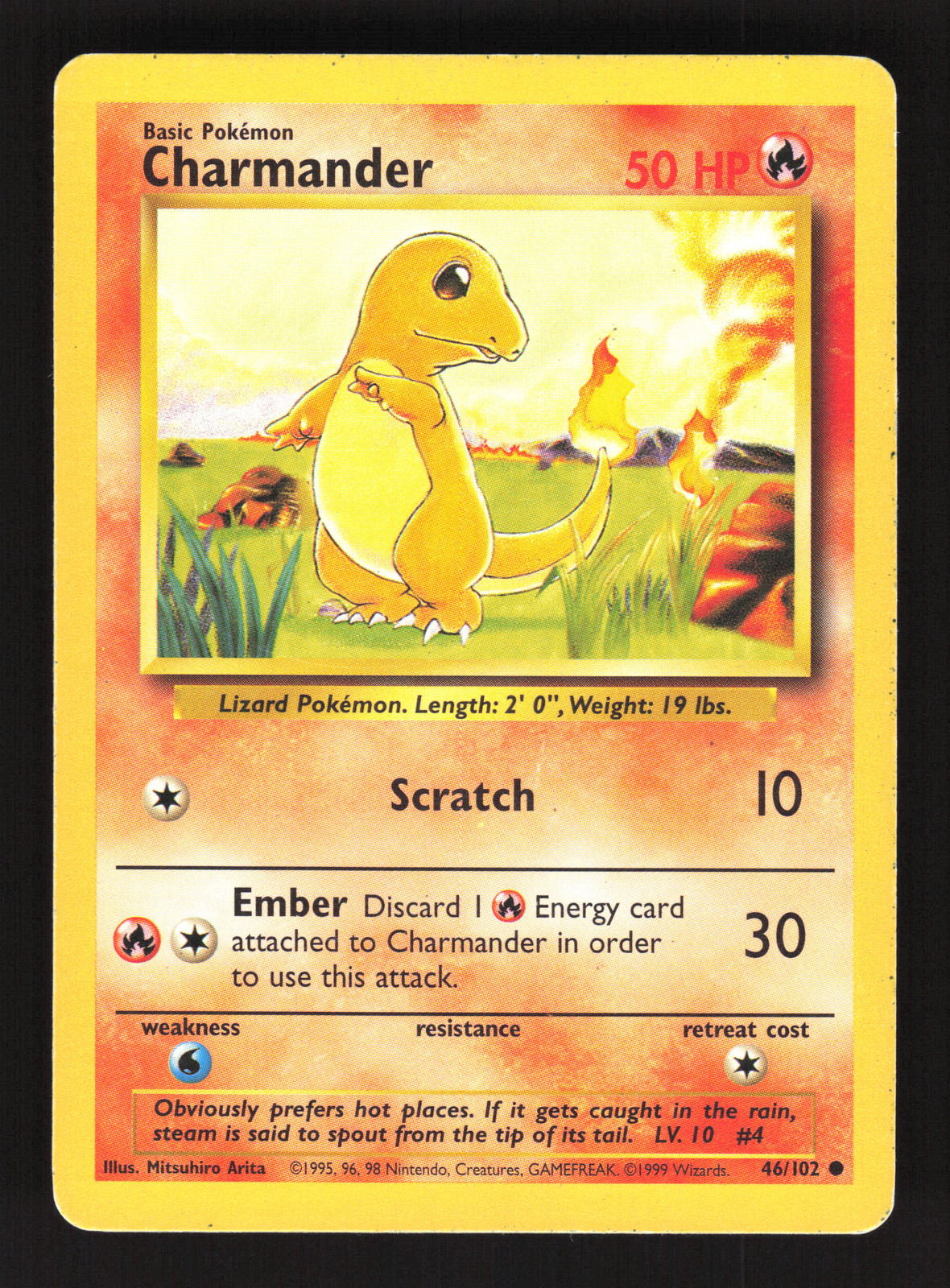 Charmander #046/102 Base Set Pokemon Card - LP