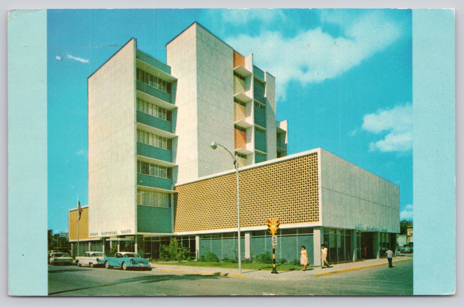 First National Bank Brownsville TX Lusterchrome Postcard 1963 Postmark
