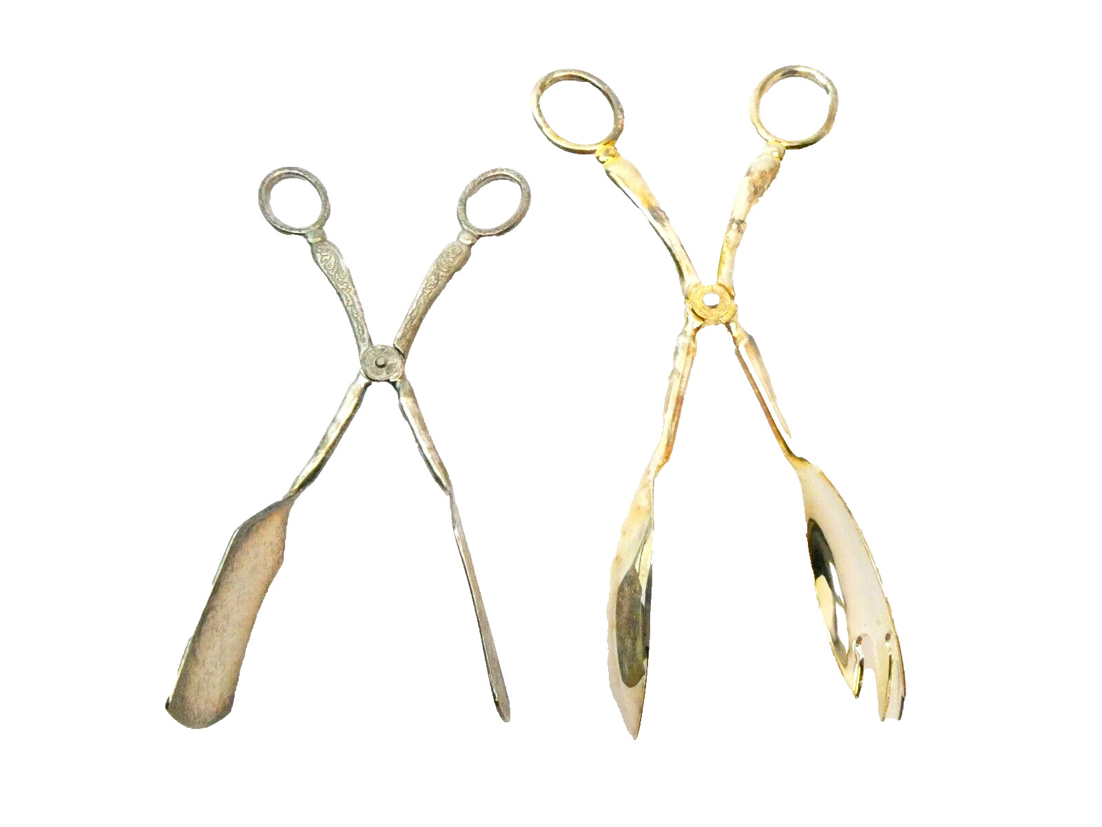 Silverplate Vintage Used E.P. Zinc Silverplate Italy Salad Serving Dessert Tongs