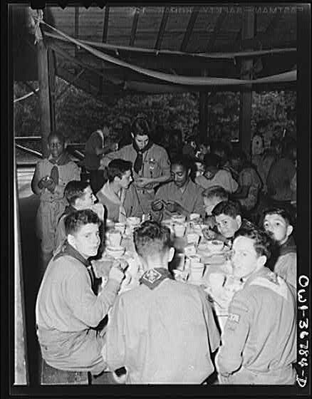 Photo:Tusten NY Camp Brooklyn 1940s Interracial Boy Scout Camp Dining Hall