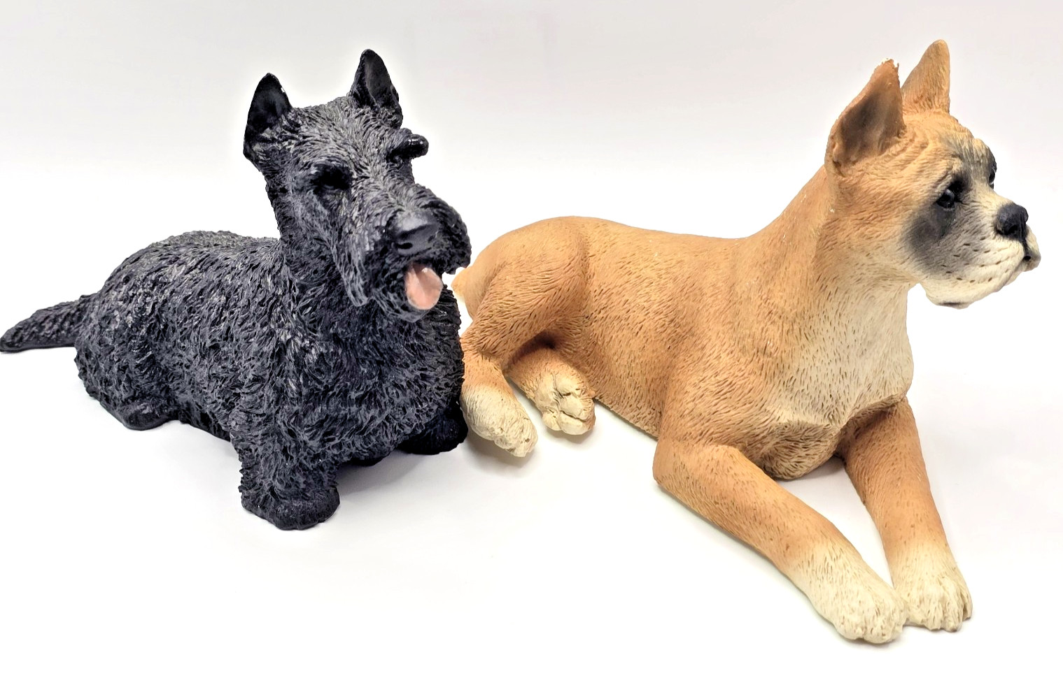 Original By Castagna Italy Dog Figurines Black Scottish Terrier, Boxer Vtg 1988