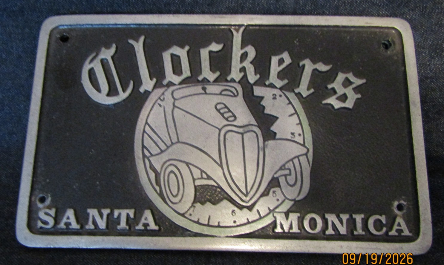 Vtg Clockers Santa Monica Car Club Plaque Koehler Foundry Bell Ca 1950\'s Rare