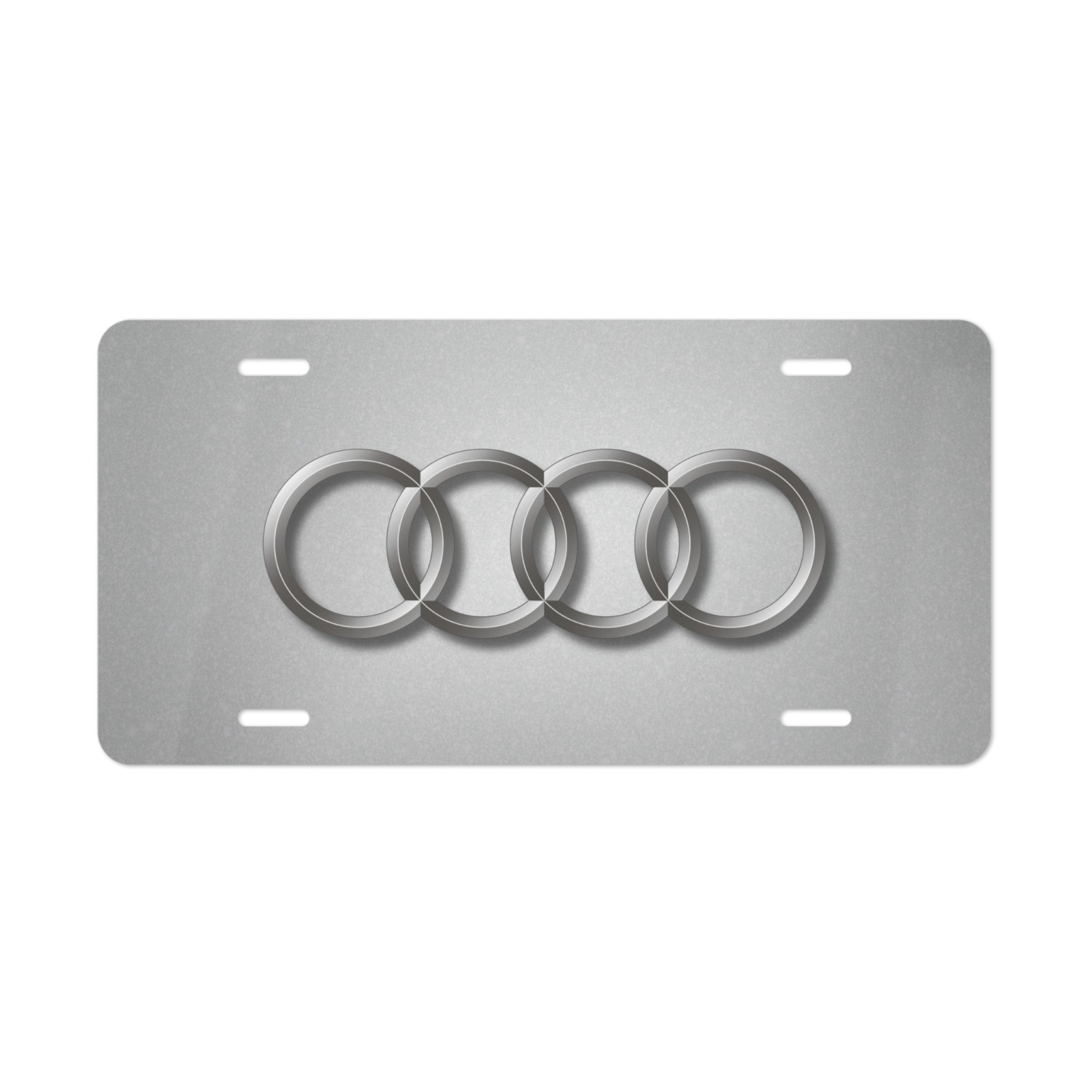 Audi Logo Vanity License Plate Car Tag – Aluminum Metal (Steel Style)