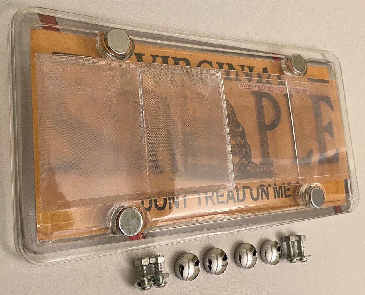Phantom Tag Protector 4Th Gen. Clear License Plate Cover w/Bolts & Chrome Bolt C