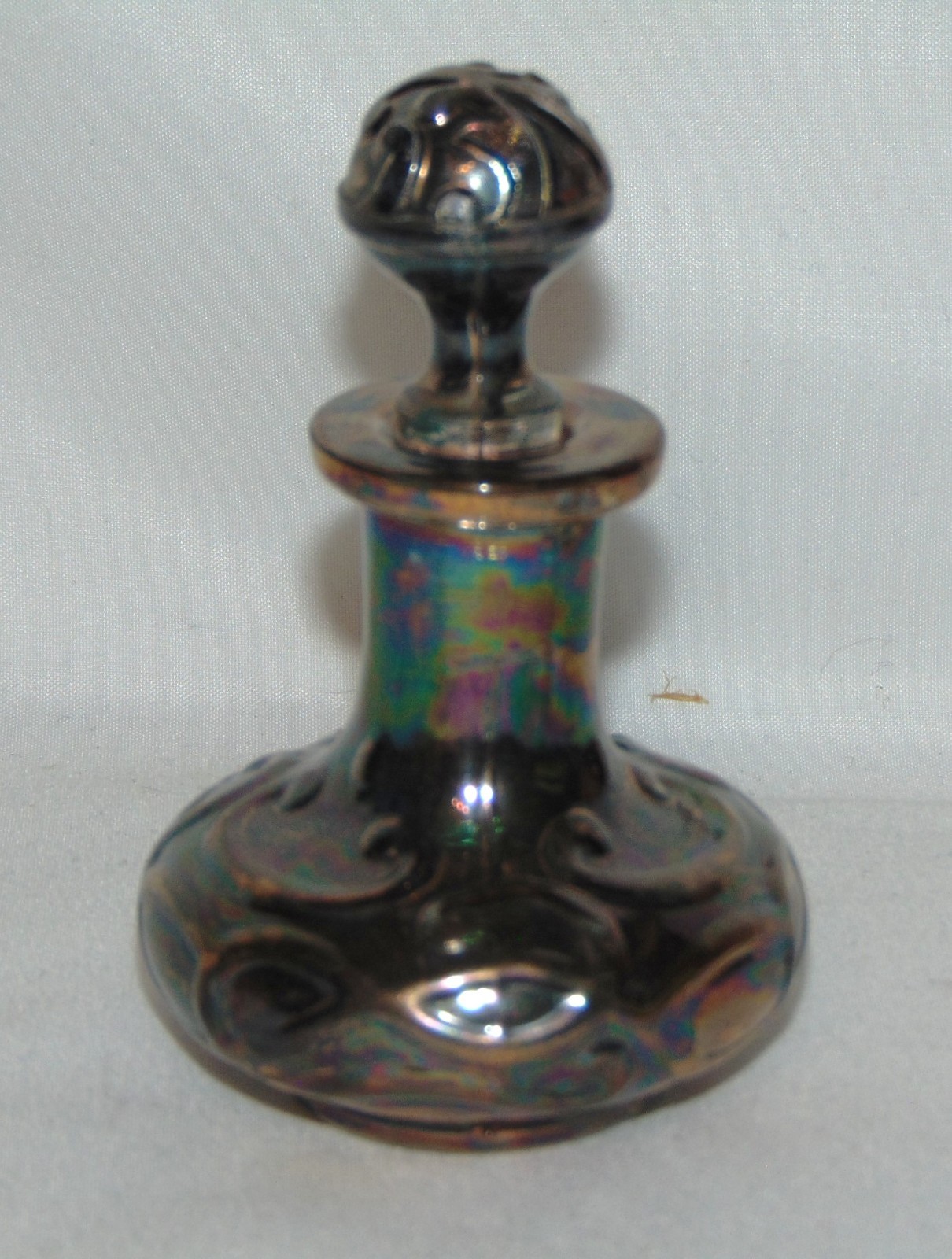 Westmoreland Perfume Bottle With Stopper Estate / Filigree Blue Carnival Glass