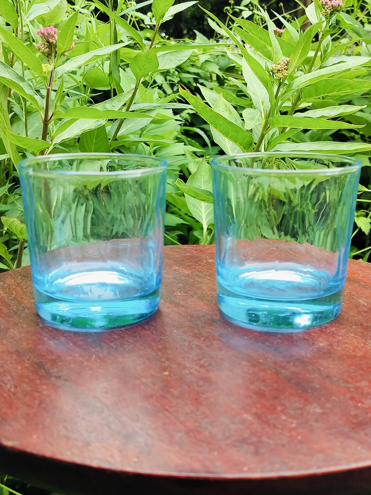 2 Anchor Hocking Swirl Misty Blue  Tumbler Old Fashioned Juice Glasses 3 1/4