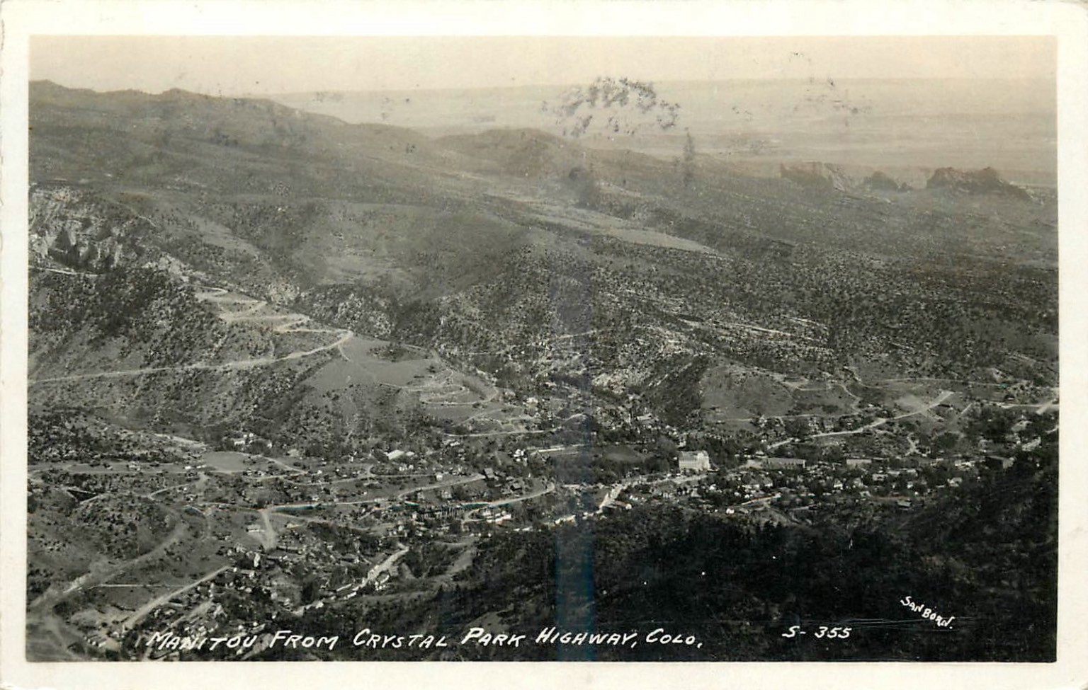 1928 RPPC Manitou from Crystal Park Highway COLO Vintage Postcard 1928 RPPC Manitou from Crystal Park Highway COLO Vintage Postcard