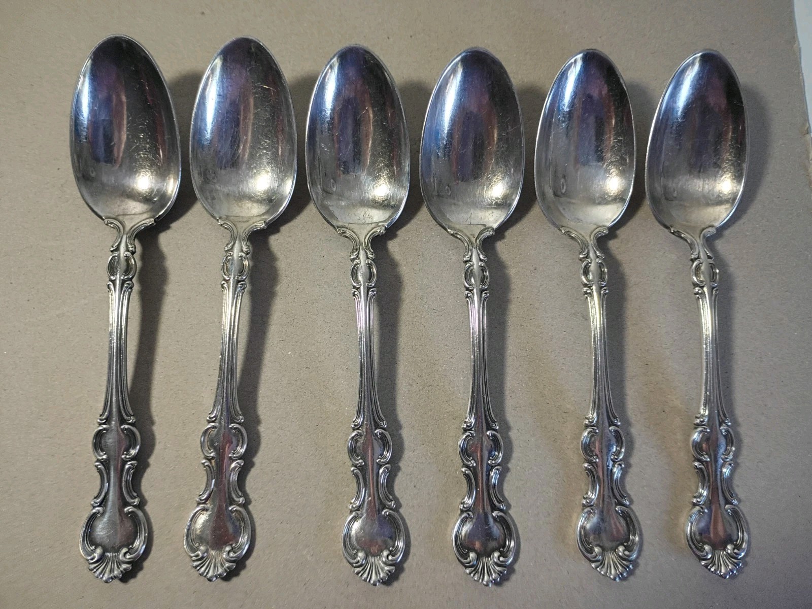 VTG R Wallace Troy Teaspoons Silverplate Flatware Set of 6 Pcs 6\