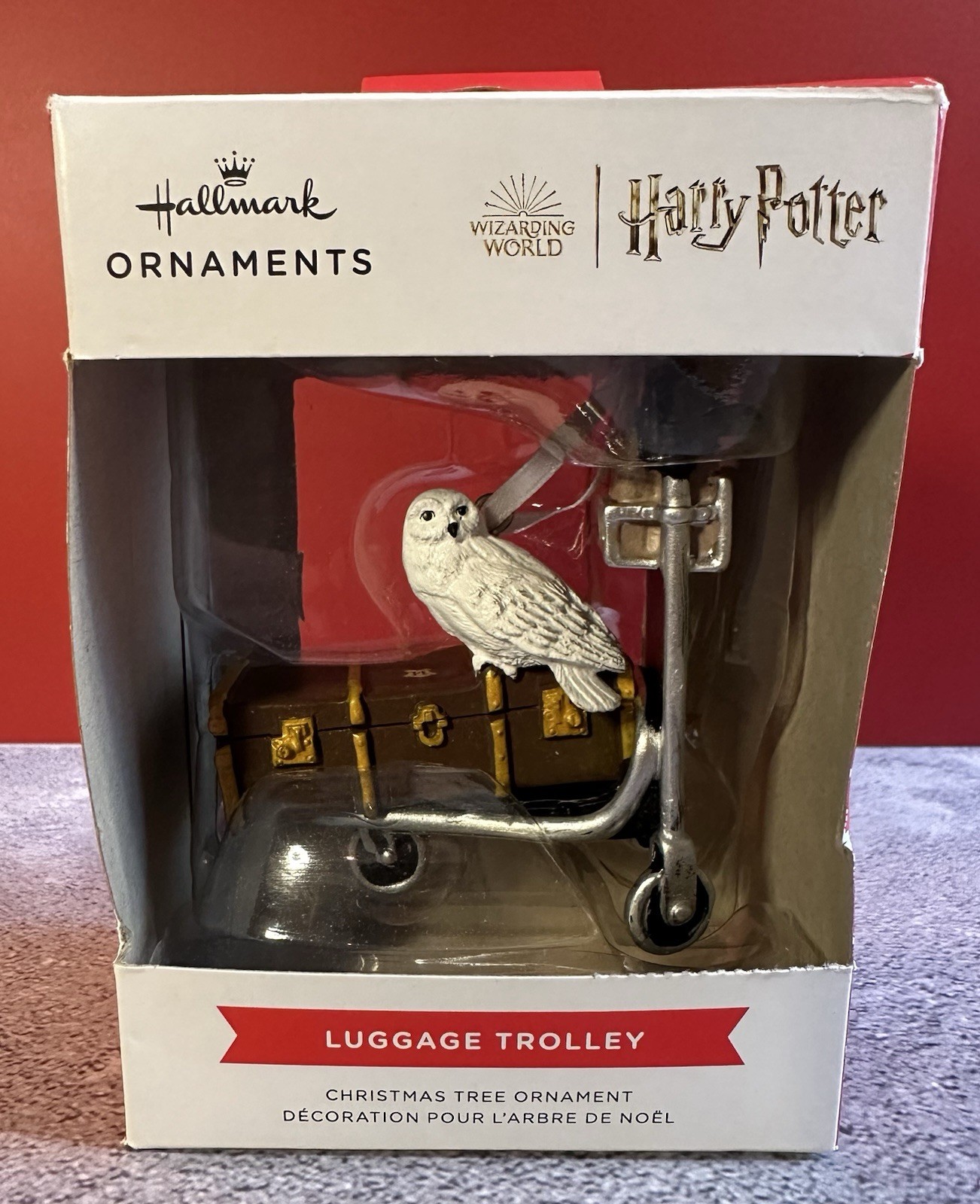 Hallmark Harry Potter Luggage Trolley Hedwig Owl Christmas Holiday Ornament 2022