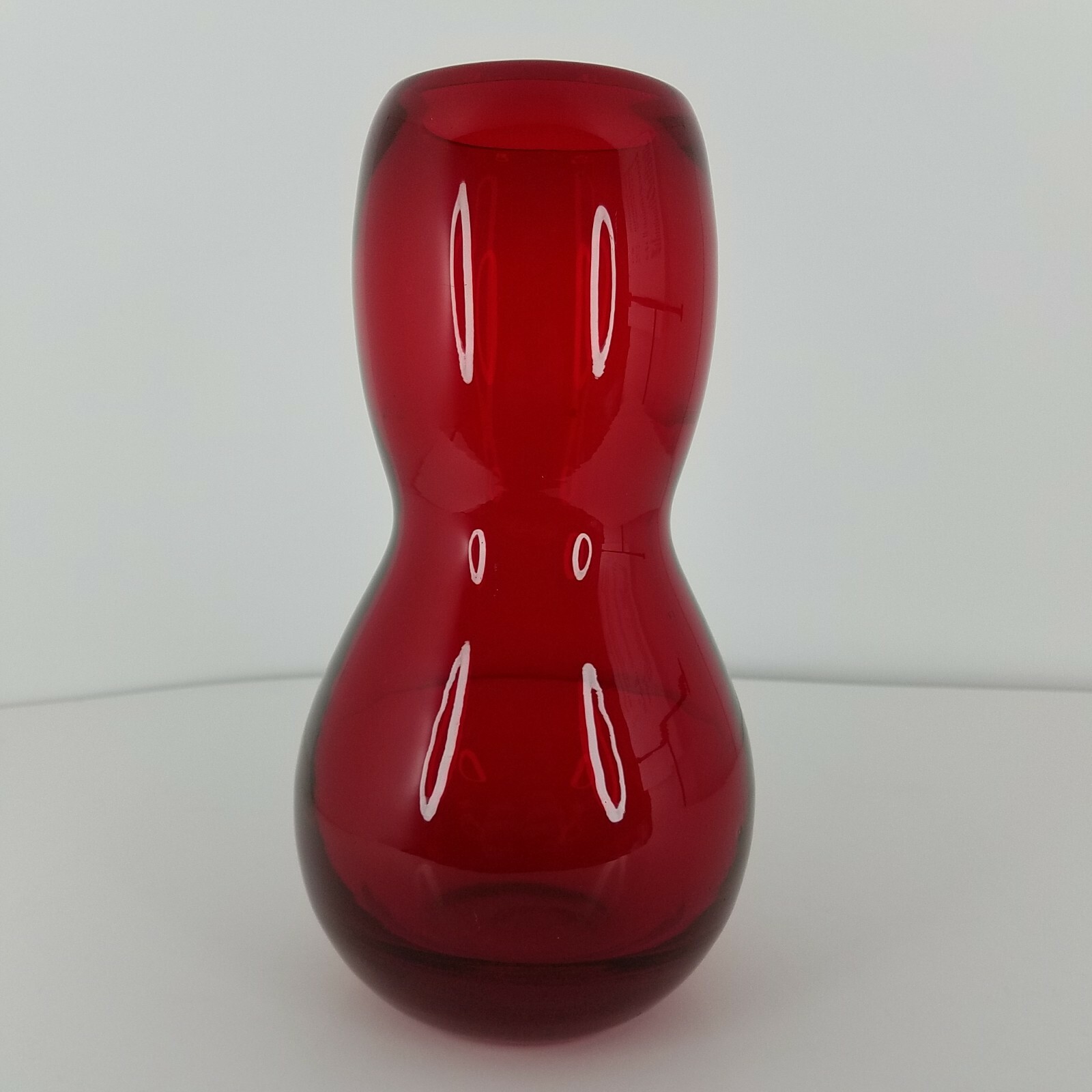 Ruby Red Glass Vase Thick Heavy 8