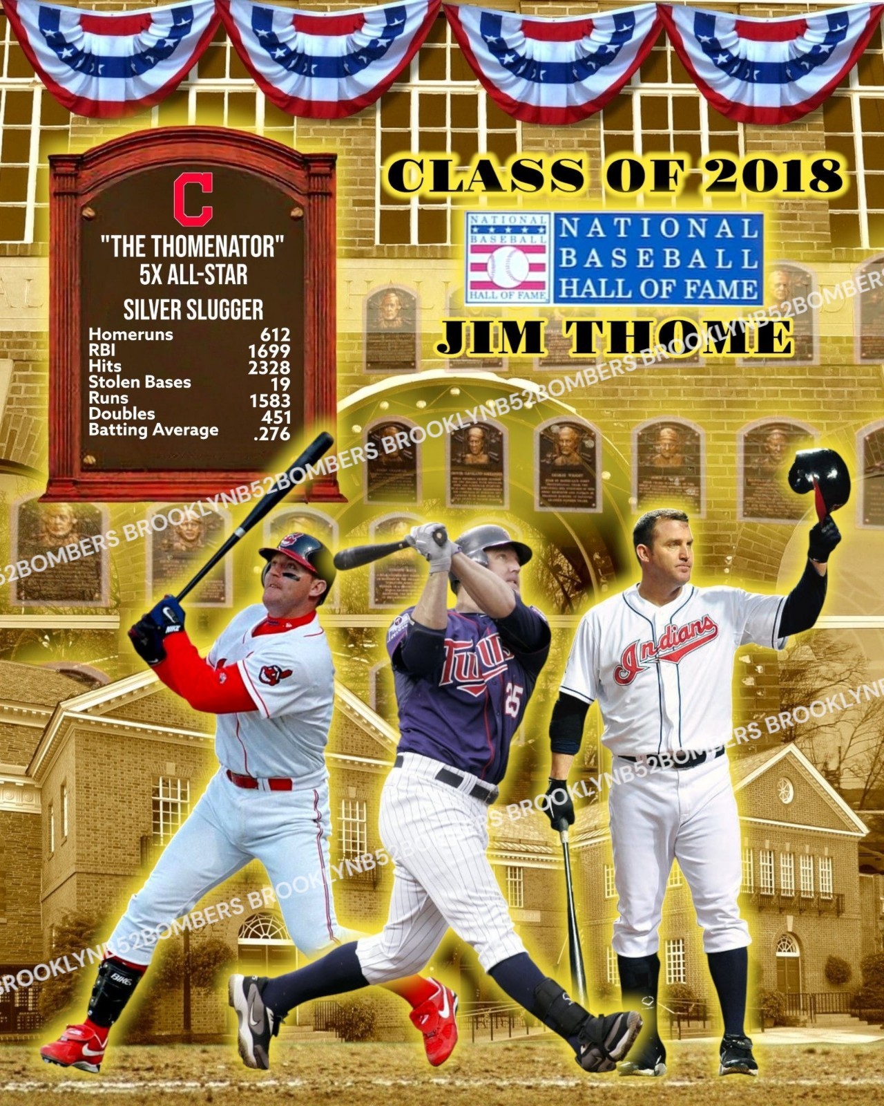 Jim Thome 2018 Hall Of Fame Cooperstown Custom Exclusive 8x10 Glossy Photo