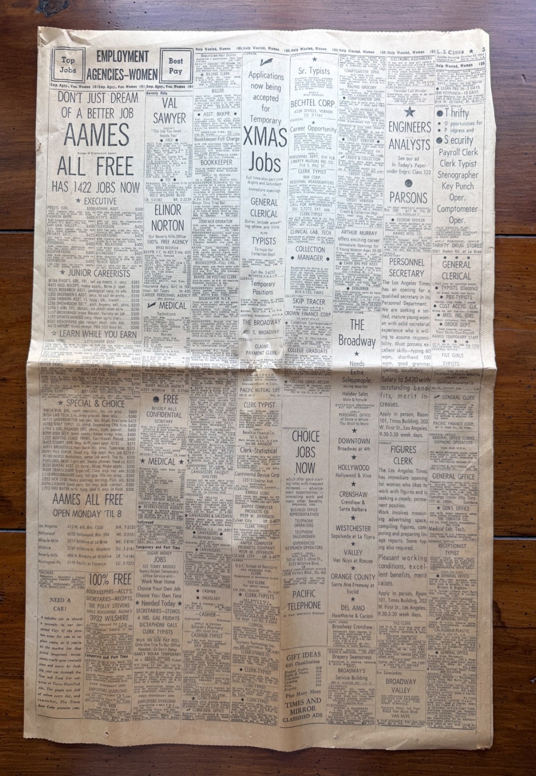 1961 LA Times Vintage Newspaper Women in STEM Early Computing Ads IBM Hughes