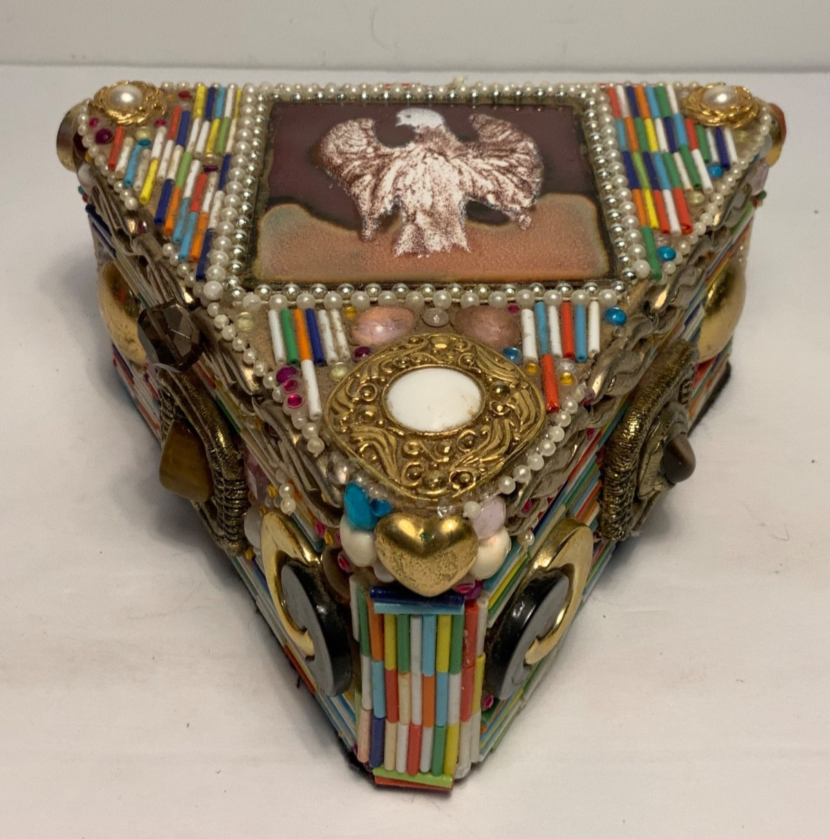 Vintage Handmade OOAK Beaded & Jeweled Trinket/Jewelry box