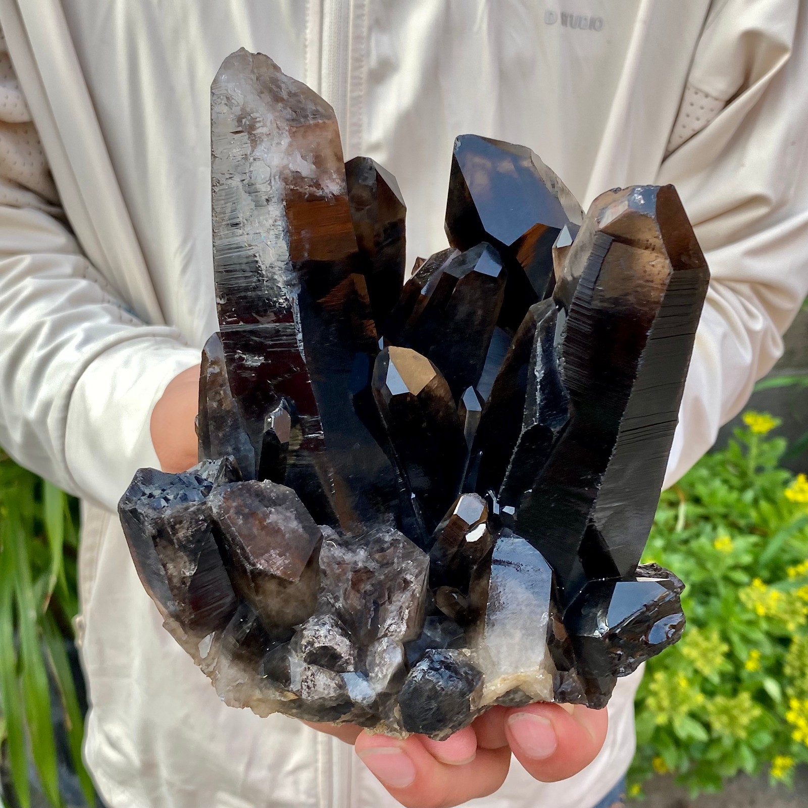 3.96LB Natural Smoky Black Quartz Cluster Crystal raw Specimen Healing