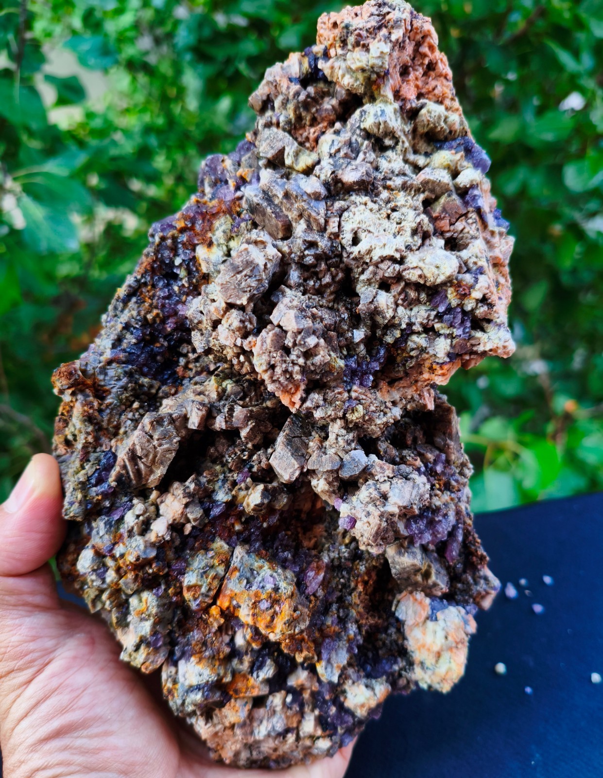 4 Lb 3.45 Oz Purple Fluorite Crystals with Orthoclase